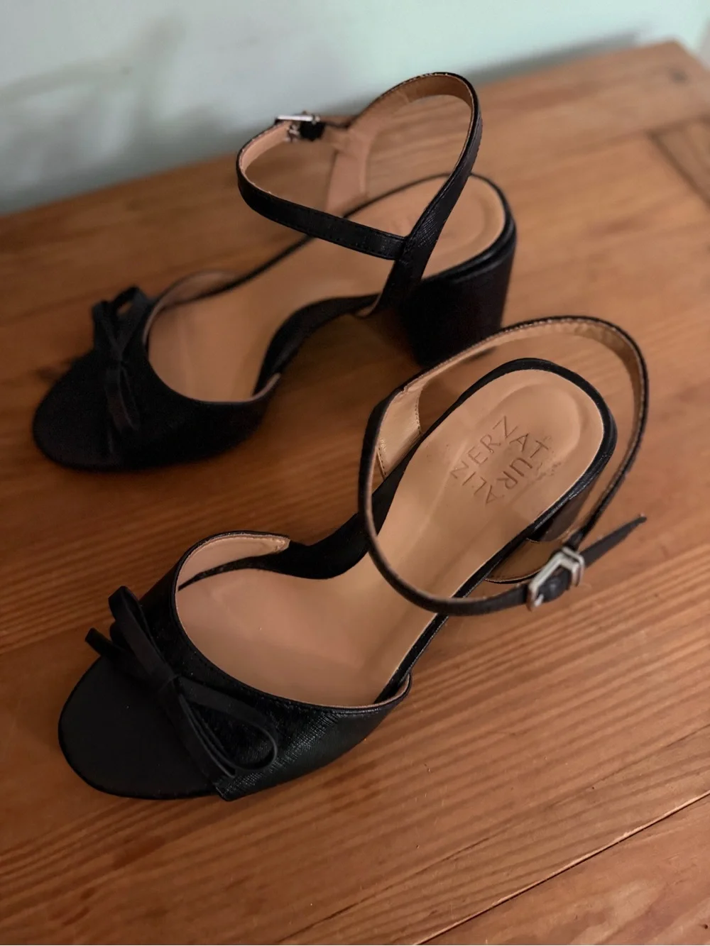 Naturalizer Black Open-Toe Ankle-Strap Heels - Picture 2 of 4